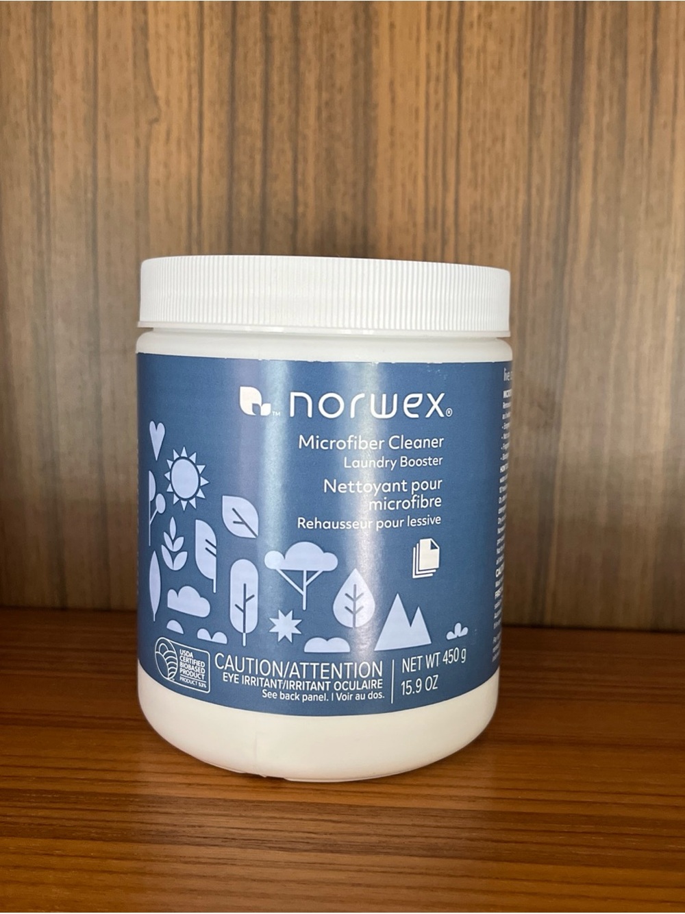 Norwex Microfiber Cleaner Laundry Booster - Blue & White Jar